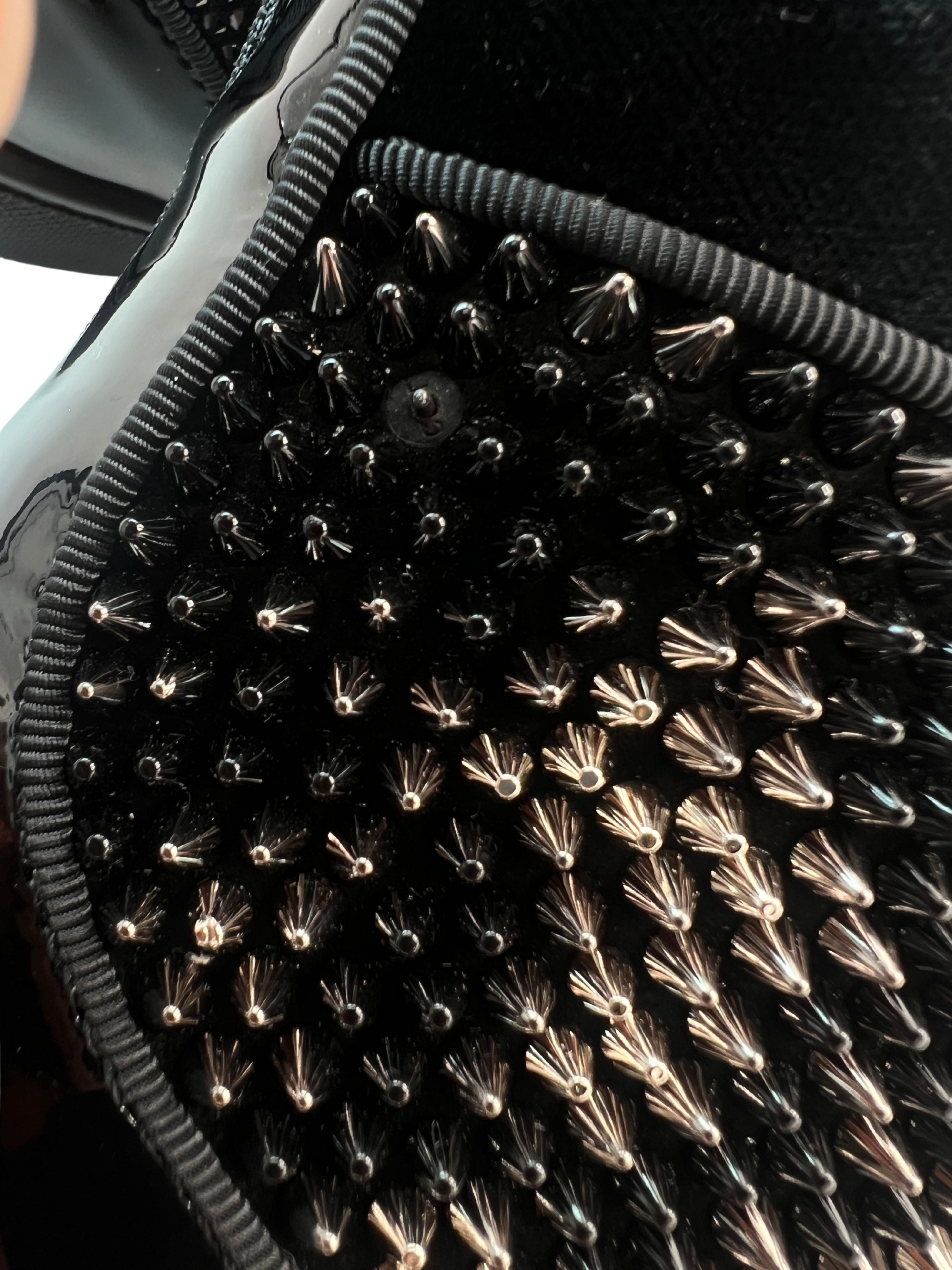 Christian Louboutin Louis Spikes Crystals Flat High-Top Sneakers - Black (Unused) Christian Louboutin