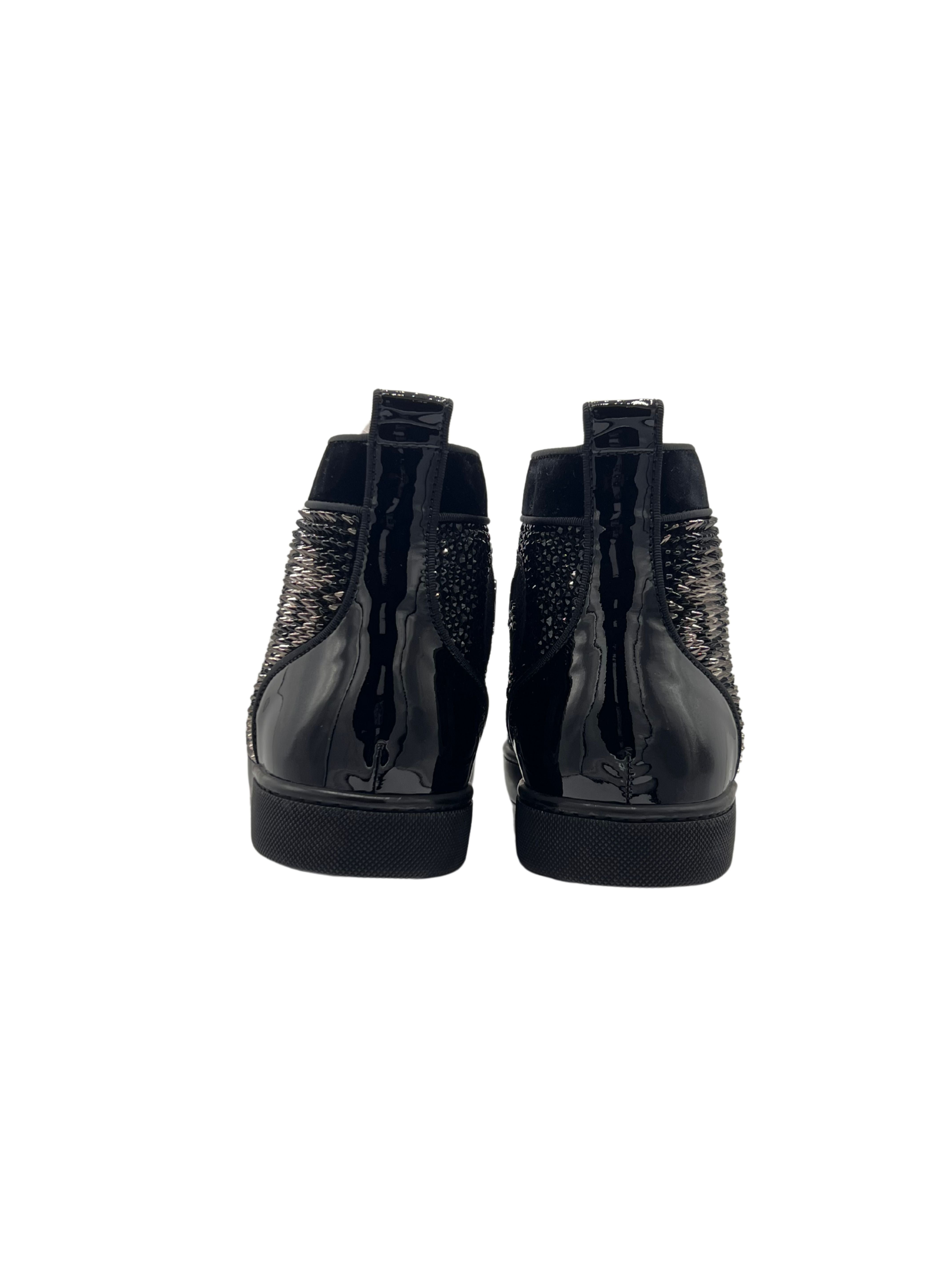 Christian Louboutin Louis Spikes Crystals Flat High-Top Sneakers - Black (Unused) Christian Louboutin